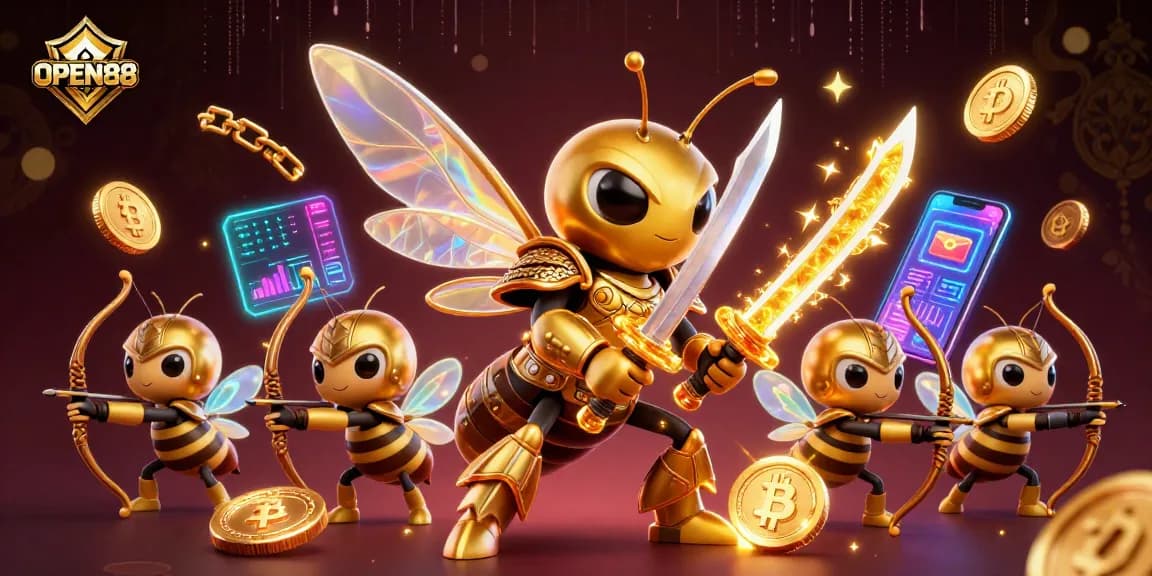 Engage with OPEN88 in a vibrant casino world featuring unique gaming elements and characters.