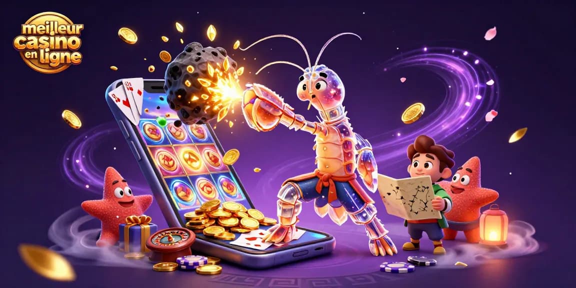 Le meilleur casino en ligne avec un samouraï galactique combattant une météorite pour des gains dorés.