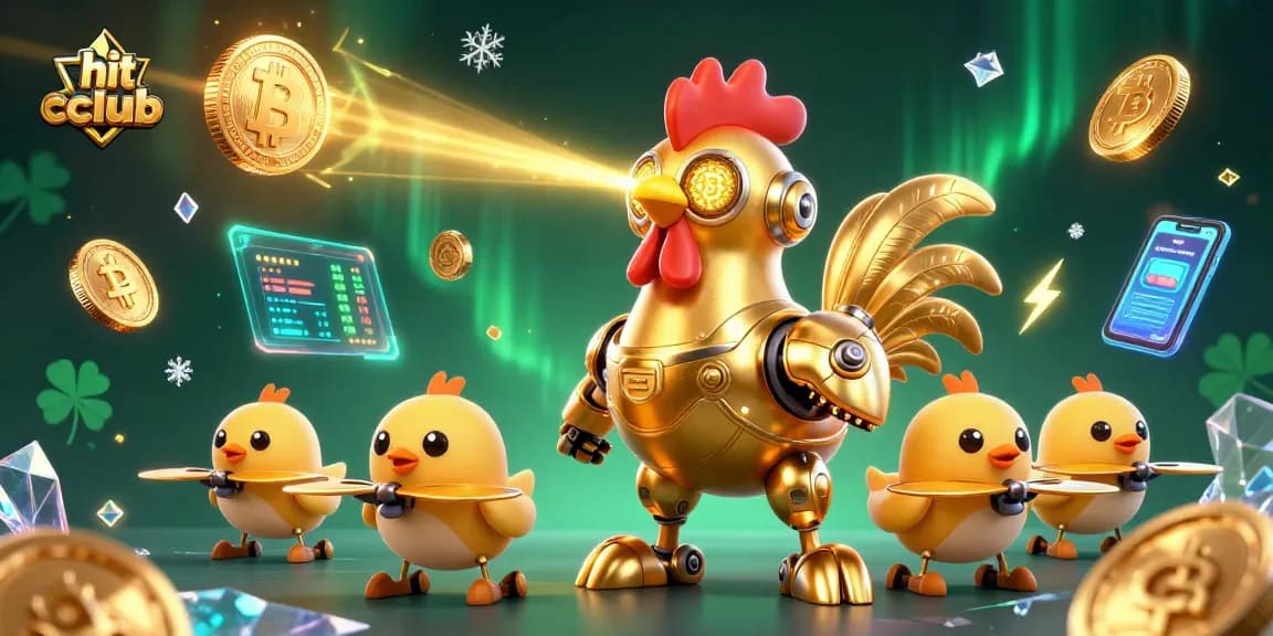 Engage in thrilling online gaming at hit club with innovative robotic characters and vibrant crypto elements.