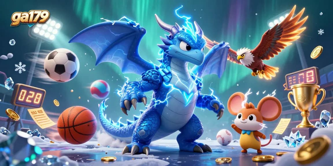 Bet on excitement with ga179 as the thunder dragon and fierce hawk battle in an electrifying sports scene.