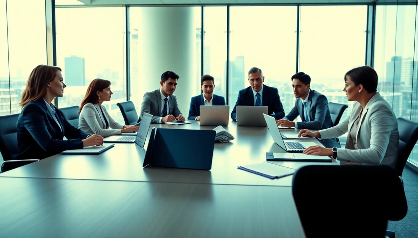 Highlighting merchant cash advance regulation in a professional business meeting setting.