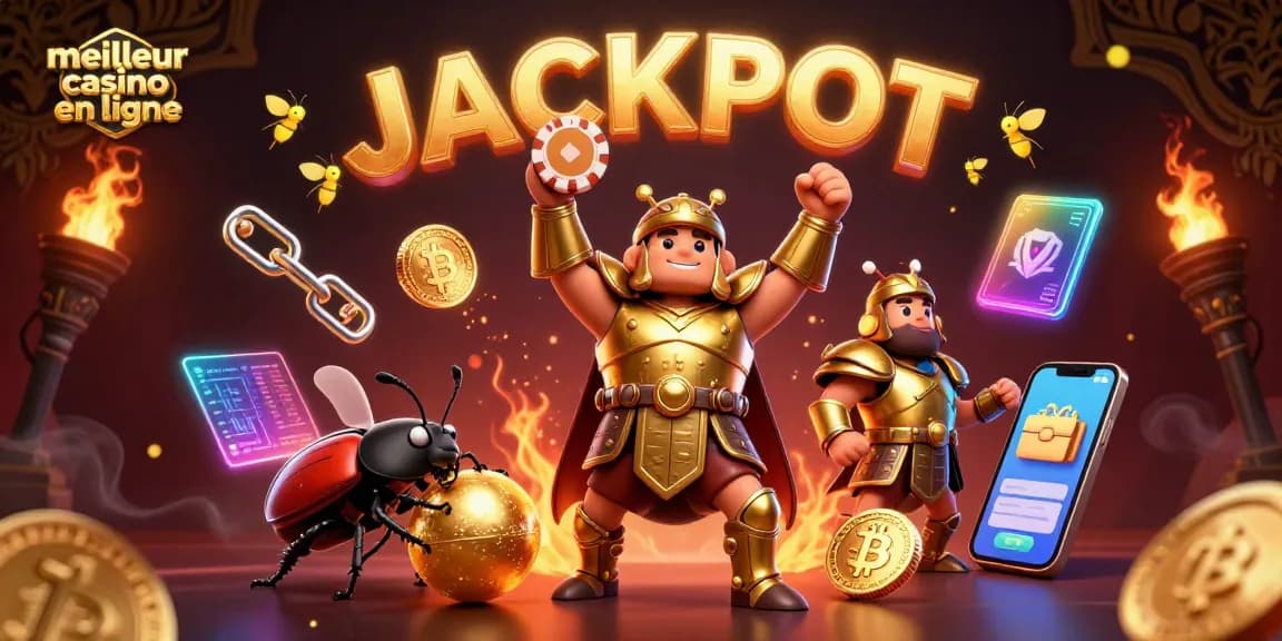 Gagnez des gains au meilleur casino en ligne avec un scarabée inébranlable et des pièces en crypto-luminescence.