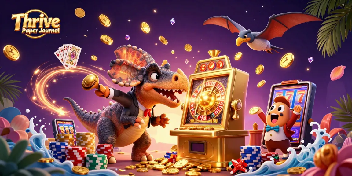 Witness the exciting Thrive Paper Journal scene with a dinosaur jackpot at the casino!