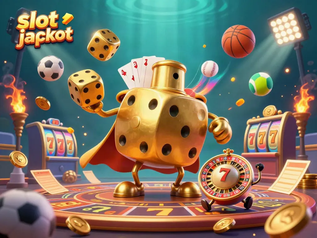 Experience thrilling excitement with the slot jackpot in this dynamic 3D casino scene.