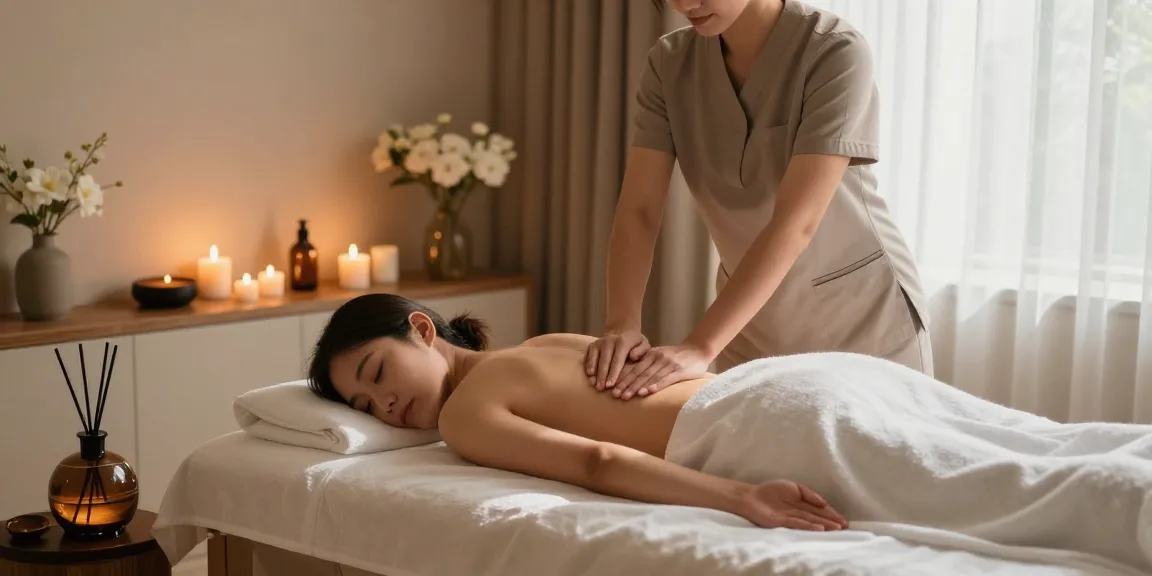 마사지와 아로마 오일로 편안한 휴식을 취하는 모습