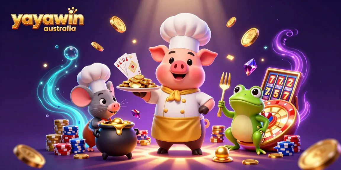 Join the action with yayawin australia while cartoon characters play and win in a vibrant casino scene.