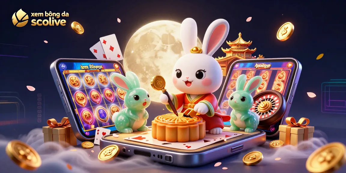xem bóng đá socolive enhances gameplay with vibrant 3D rabbit characters amid casino elements.