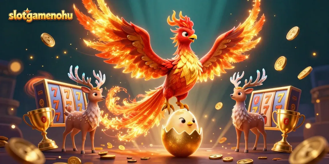 Win big at slotgamenohu with a vibrant phoenix illustration symbolizing casino jackpots.