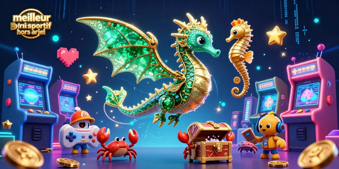 Pariez avec le meilleur site paris sportif hors ARJEL, illustré par un dragon de mer fantastique et des éléments de jeu.