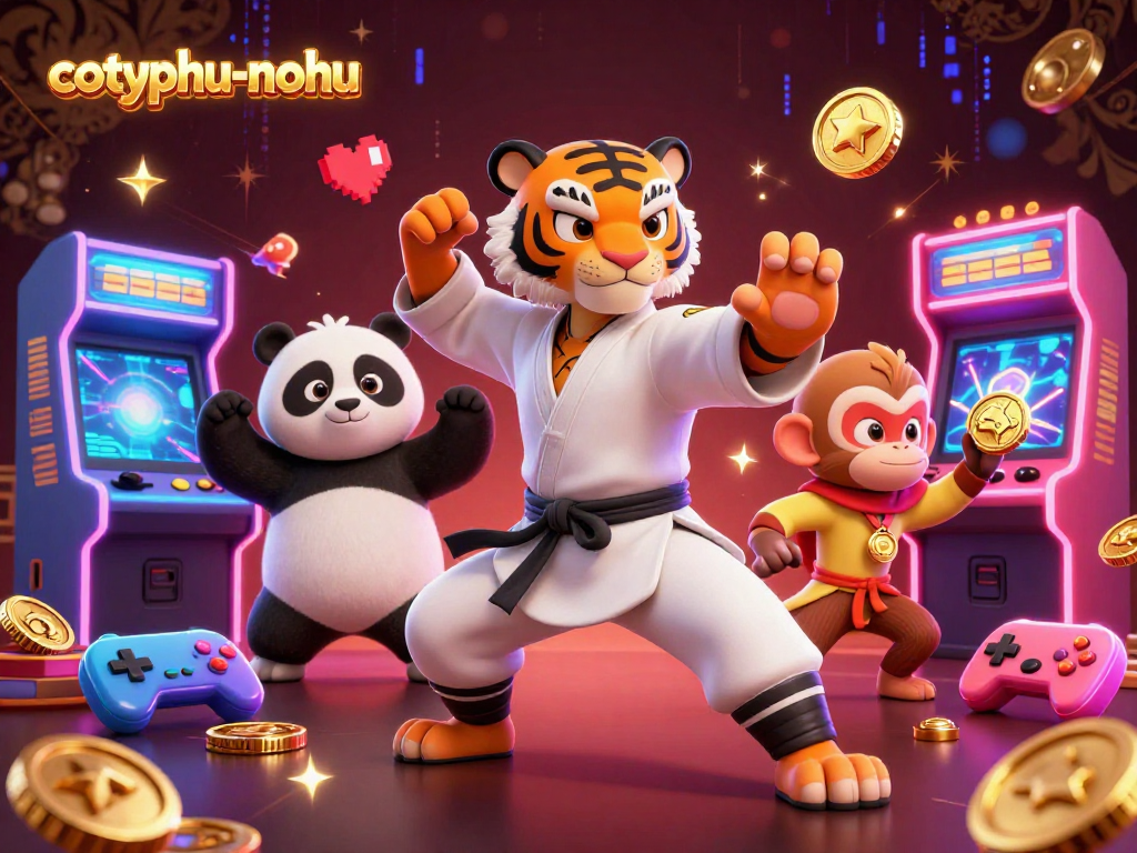 CotYphu-nohu features a vibrant scene with kung fu master and characters in a casino setting.