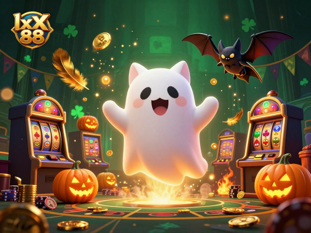 Experience the haunted fun of lx 88 with a friendly ghost cat and mystical elements.