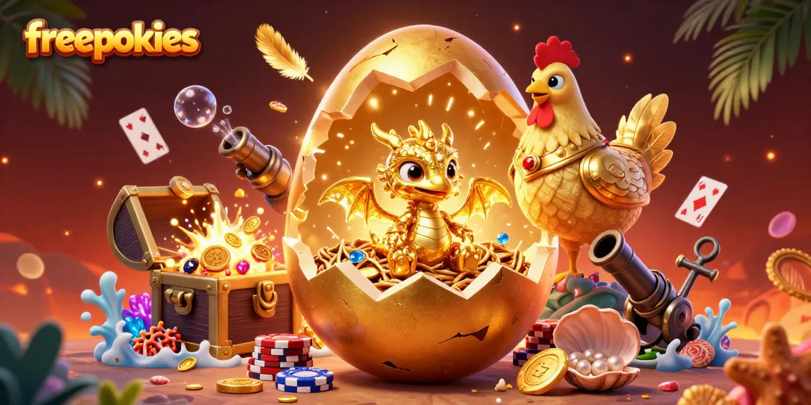 Unleash winning strategies with freepokies in a vibrant 3D casino illustration.