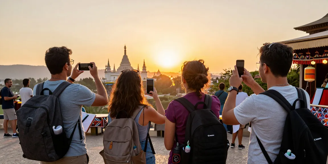 NAGA2000 travelers capturing unforgettable memories during sunset at a renowned destination.