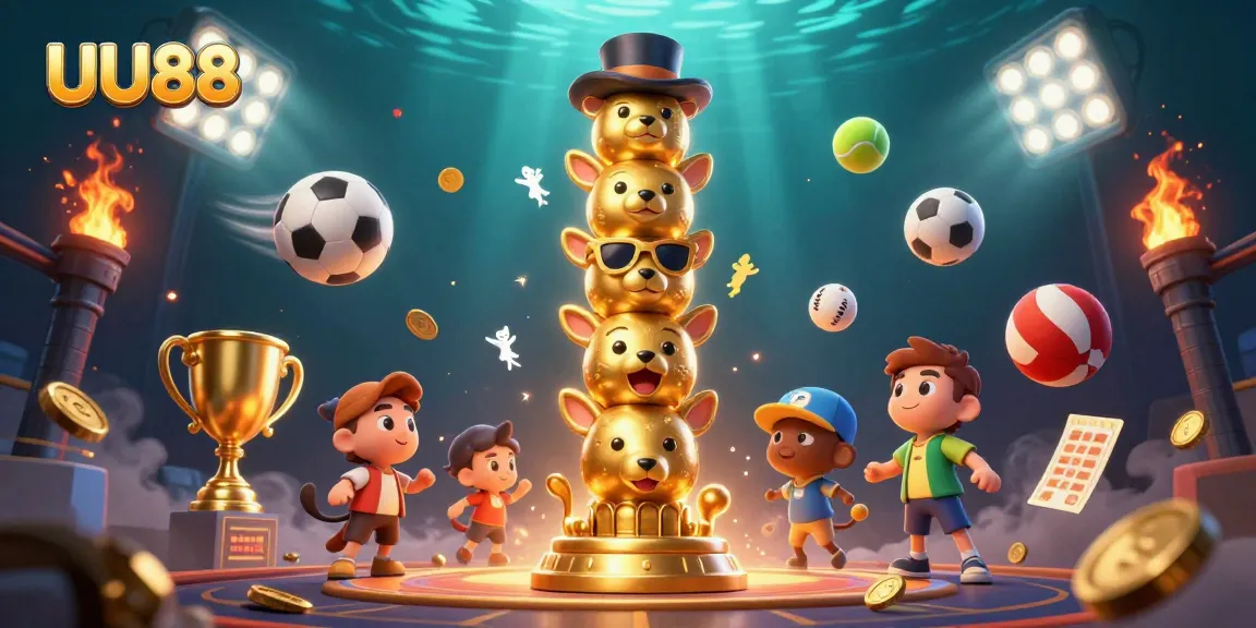 Experience UU88's thrilling gaming atmosphere with lively characters and dynamic elements.