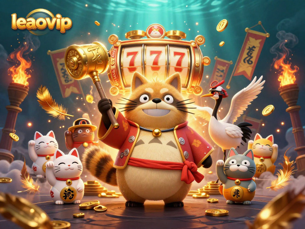 Experience the thrill of leaovip with adorable characters and vibrant slot game elements.