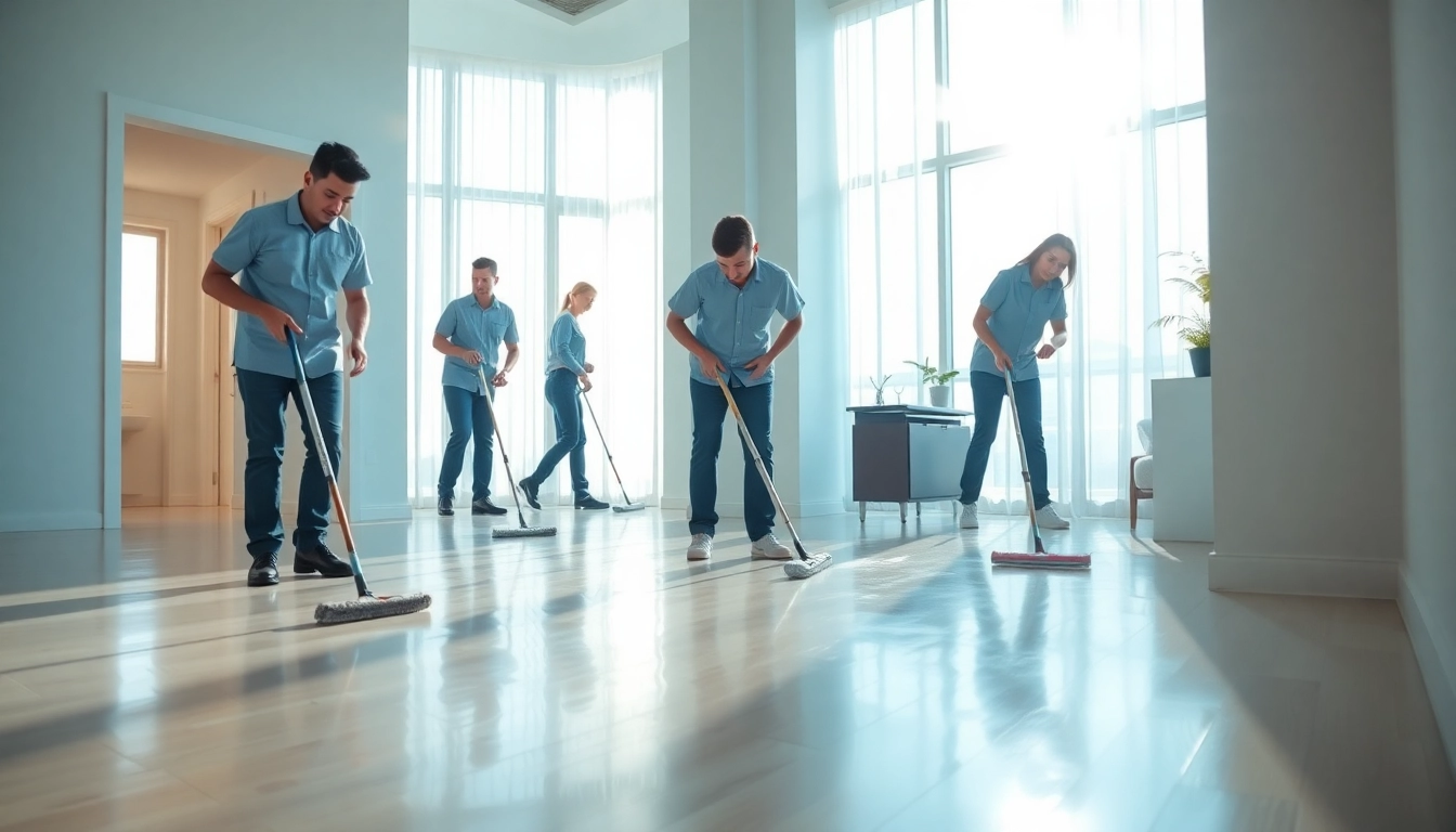Efficient bond cleaning Logan team thoroughly cleaning an apartment in a bright setting.