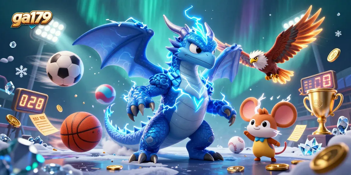 Bet on excitement with ga179 as the thunder dragon and fierce hawk battle in an electrifying sports scene.