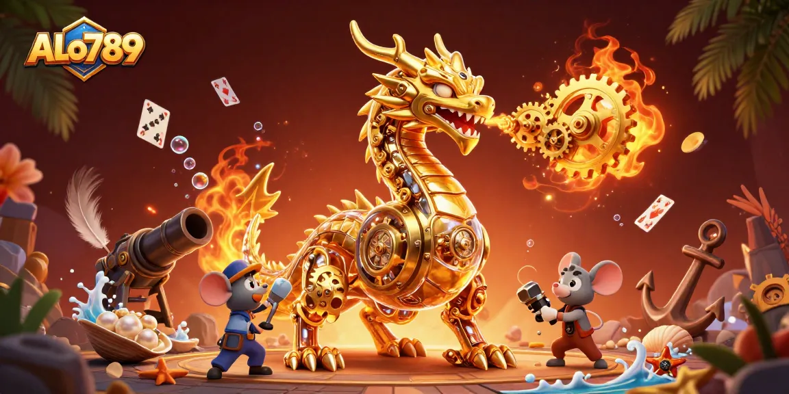 Experience thrilling cockfighting action at ALo789 with golden dragon and dynamic game elements.