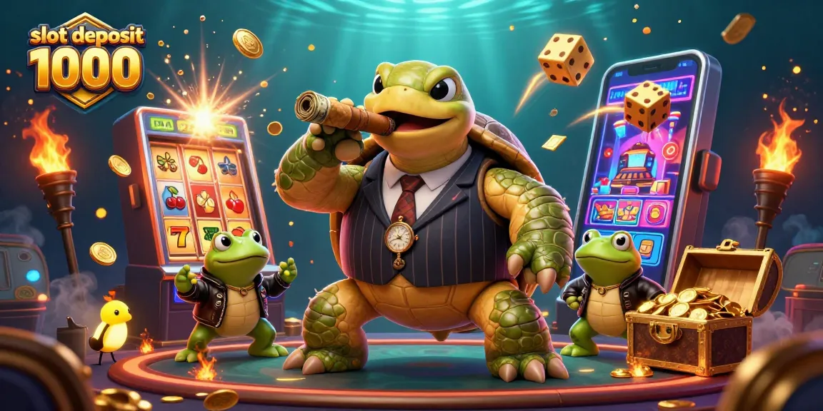 Permainan slot deposit 1000 dengan jackpot menggiurkan dalam ilustrasi kasino yang menarik.