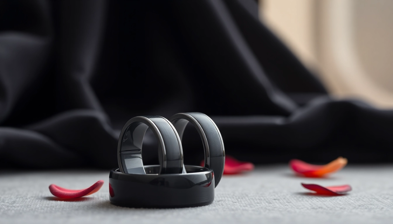 Showcase of Black Wedding Rings for Men highlighting sleek designs and elegant textures.