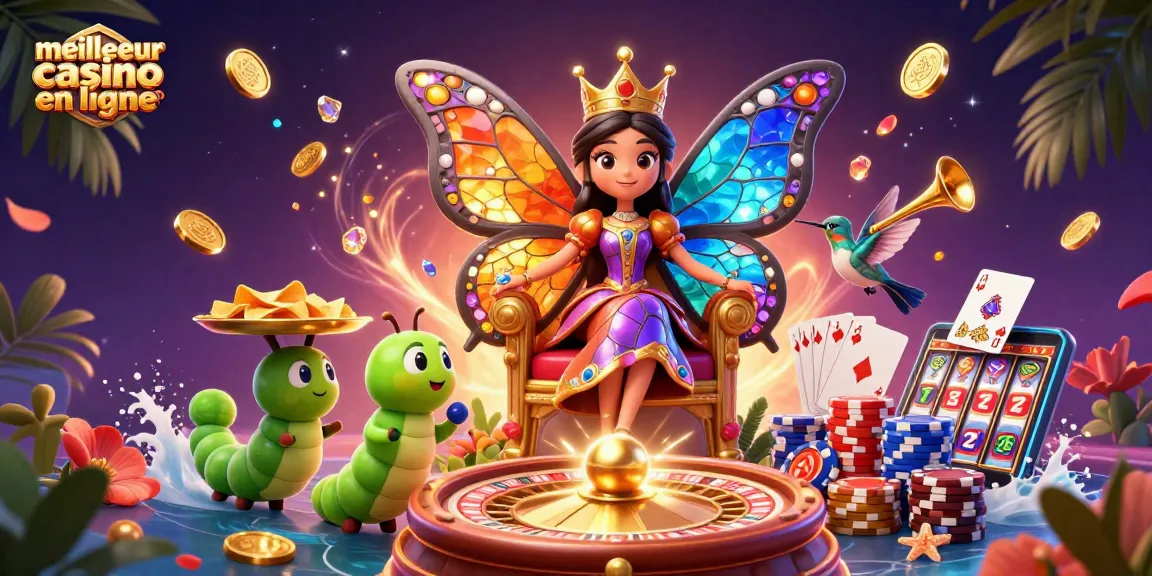 Jouez au meilleur casino en ligne avec la reine des papillons et des éléments de jeu colorés