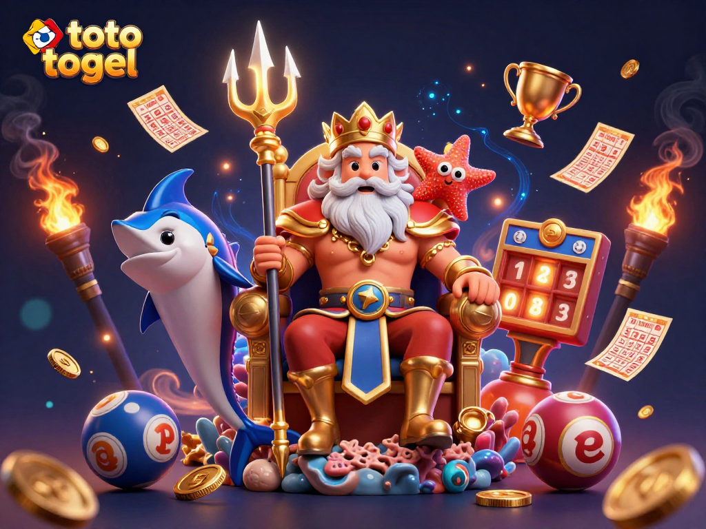 Engage in exciting toto togel action with vibrant lottery elements and a whimsical king in a dynamic scene.