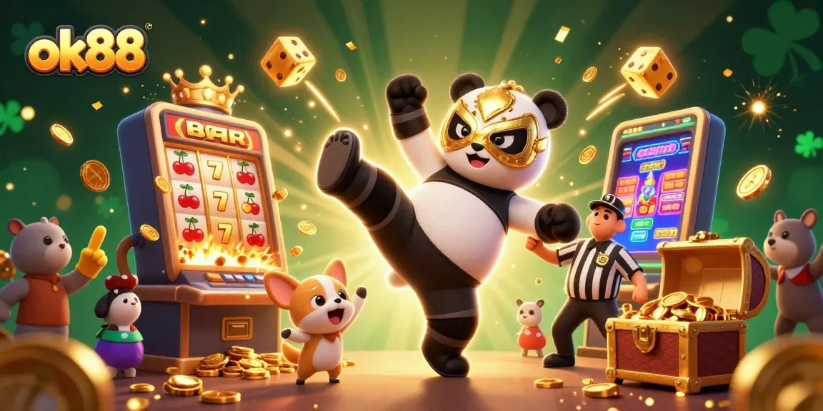 Engage with thrilling action at ok88 while a panda wrestler executes a kick and a chihuahua counts.