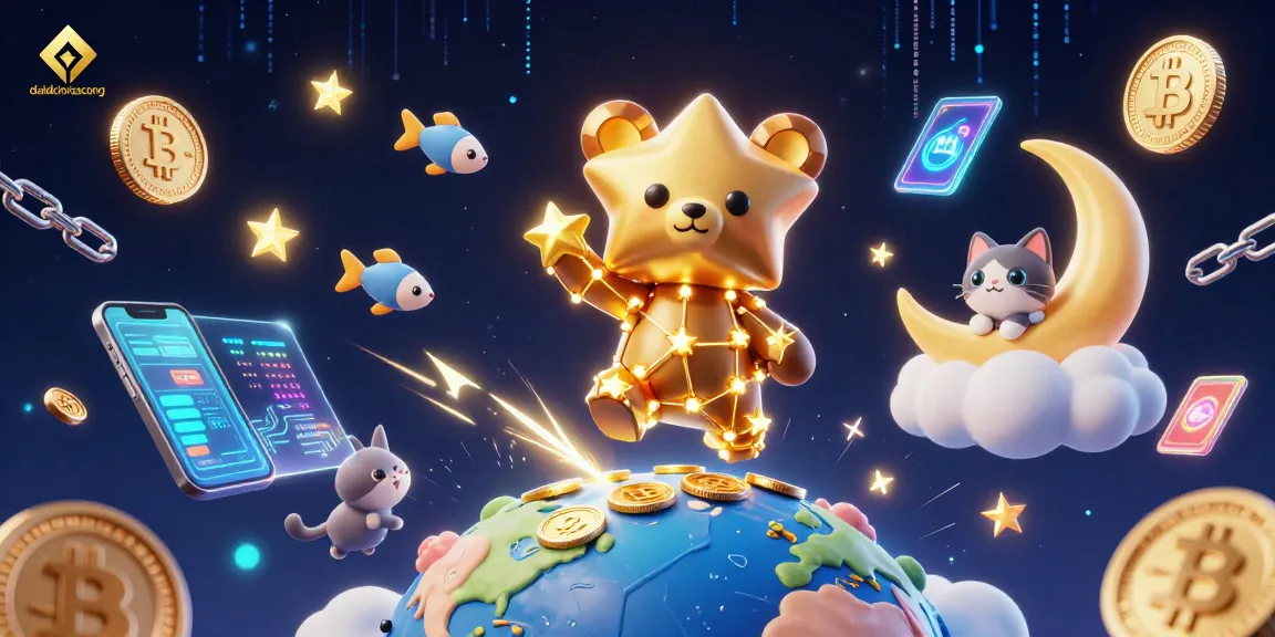 Engage with daidichxacsong in a vibrant, 3D illustration showcasing gambling elements and cosmic characters.