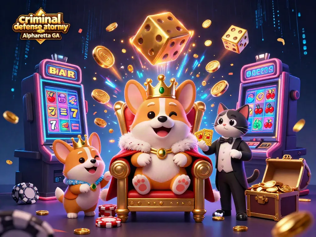 Experience the thrill of a jackpot world with a royal corgi, emphasizing criminal defense attorney Alpharetta GA.