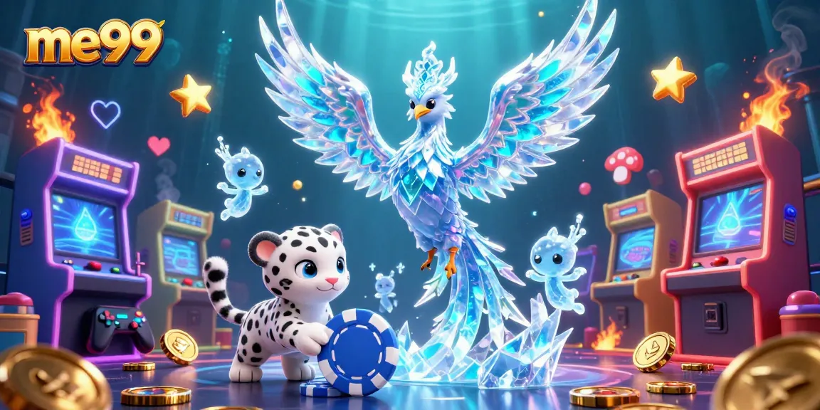 Experience winning spins at me99 with vibrant casino elements and playful characters.