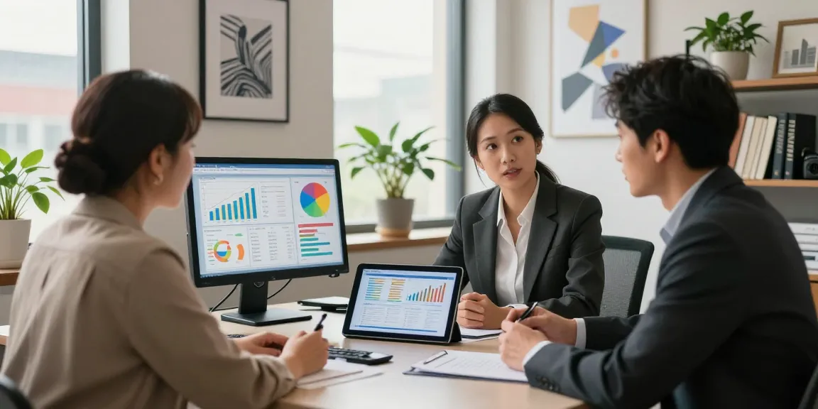Financial Advice Gold Coast consultation in a modern office with advisors assisting clients.