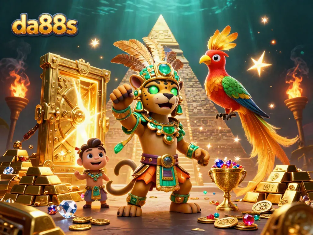 Experience the thrill of winning at da88s with vibrant casino elements, from treasures to games.