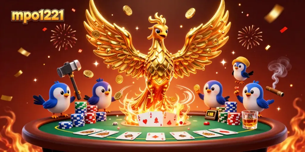 Experience thrilling wins with mpo1221 as the golden phoenix brings riches to the poker table.
