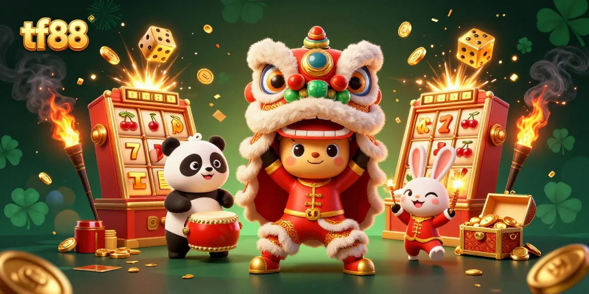 Engage with tf88's vibrant slots and casino games in an exciting festival scene.