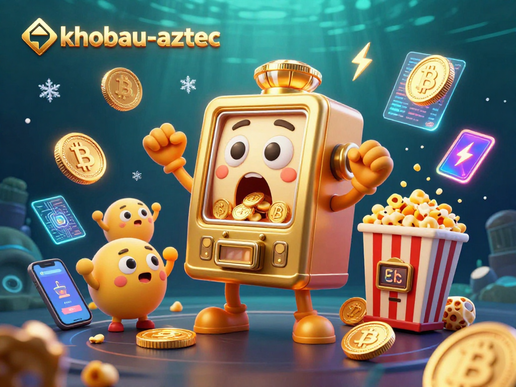 Engage with khobau-aztec as the golden slot machine hits the jackpot, creating an exciting gambling experience.