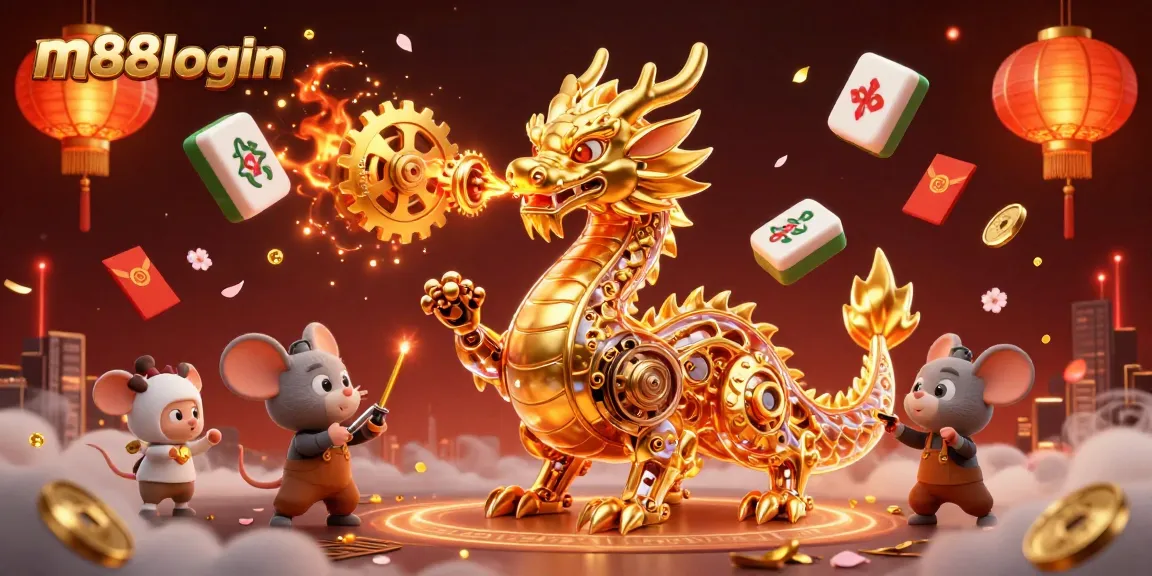 Spin the reels of fortune with m88login in this vibrant 3D casino illustration full of excitement.