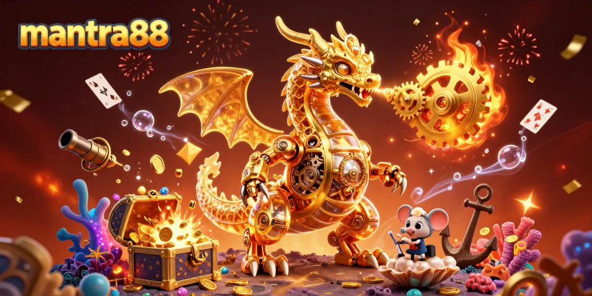Experience thrilling gameplay with mantra88 as a golden dragon unleashes treasure and excitement!
