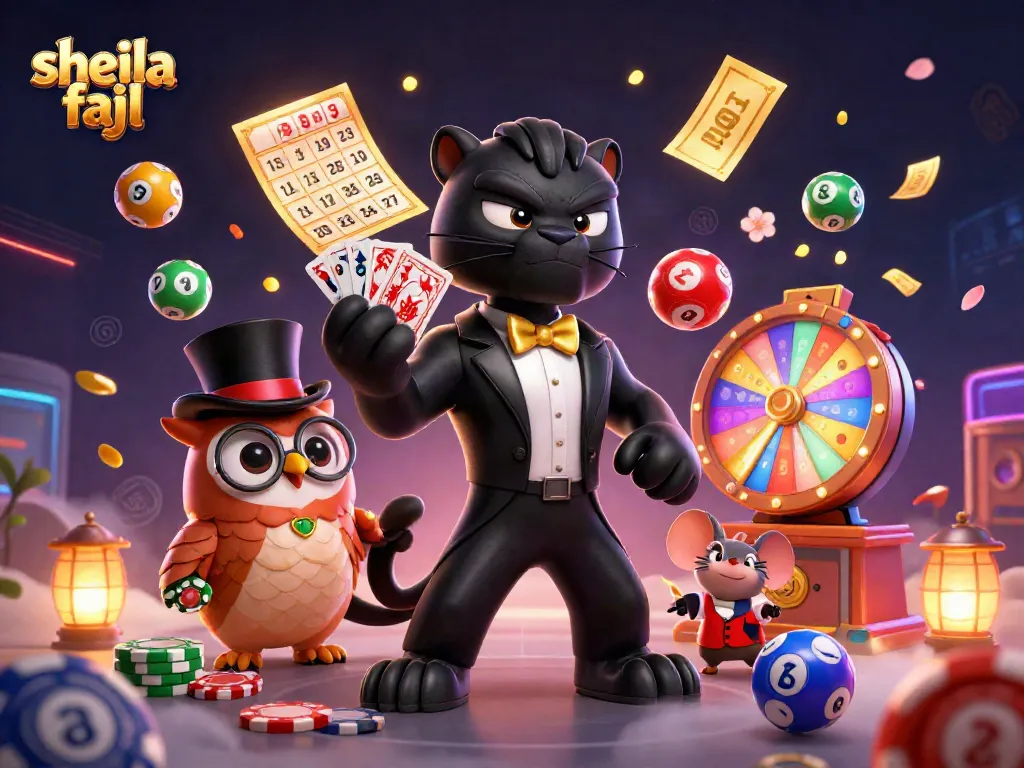 Experience thrilling wins with sheila fajl's dynamic casino-style illustration showcasing vibrant gambling elements.