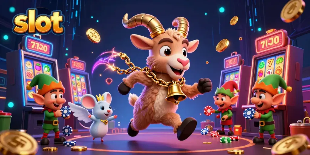 Slot yang seru dengan banyak karakter unik di kasino yang penuh warna.