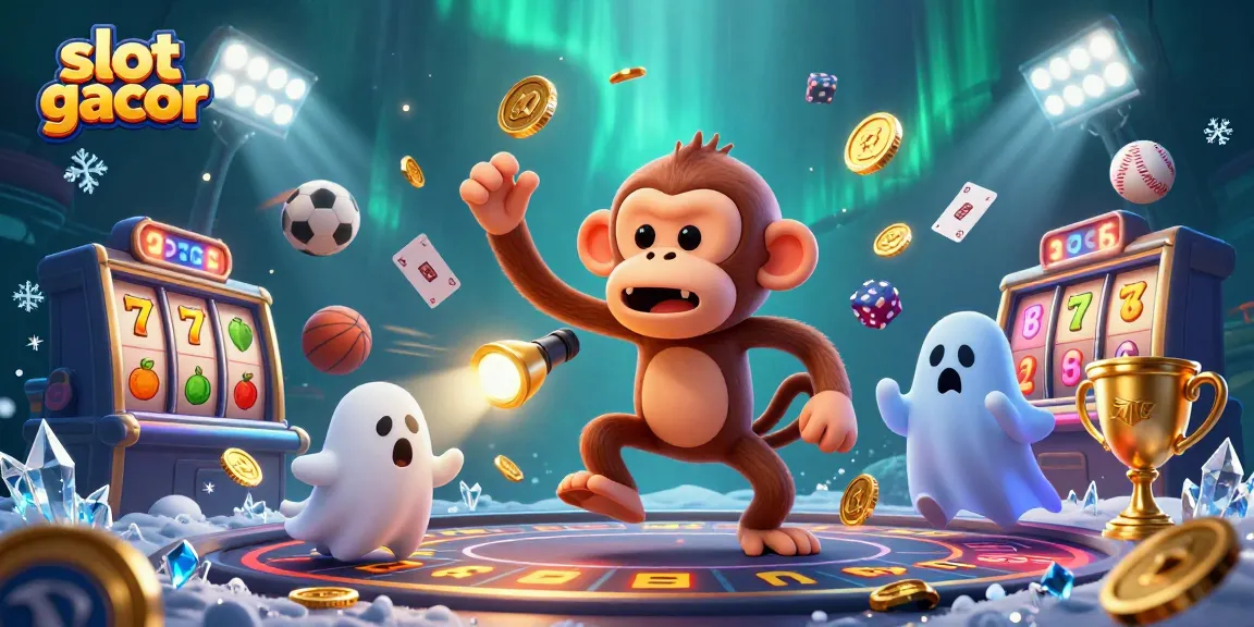 Slot gacor menunjukkan kegembiraan dengan karakter monyet poltergeist dan anjing pemburu hantu di kasino menakutkan.