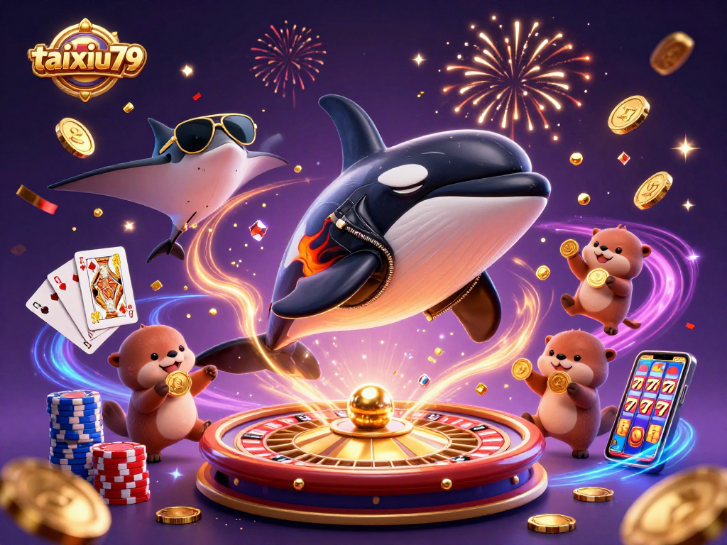 Experience thrilling gameplay at taixiu79 with colorful characters and casino elements in an exciting 3D scene.