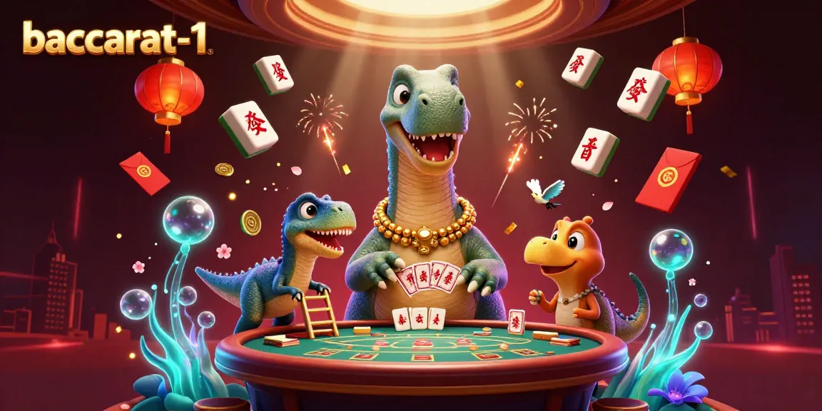 Engage in baccarat-1 gameplay with unique cartoon characters and festive casino elements.