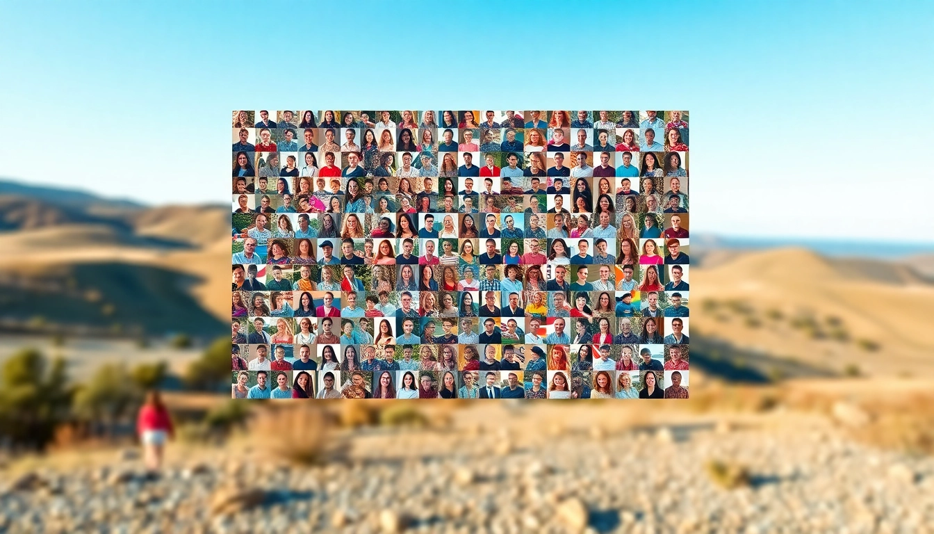 A creative selfie mosaic showcasing individual photos arranged artfully, emphasizing joy.