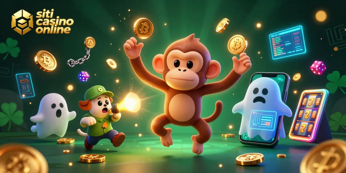 Scopri i siti casino online con una scena di gioco animata e vivace di un poltergeist scimmia.