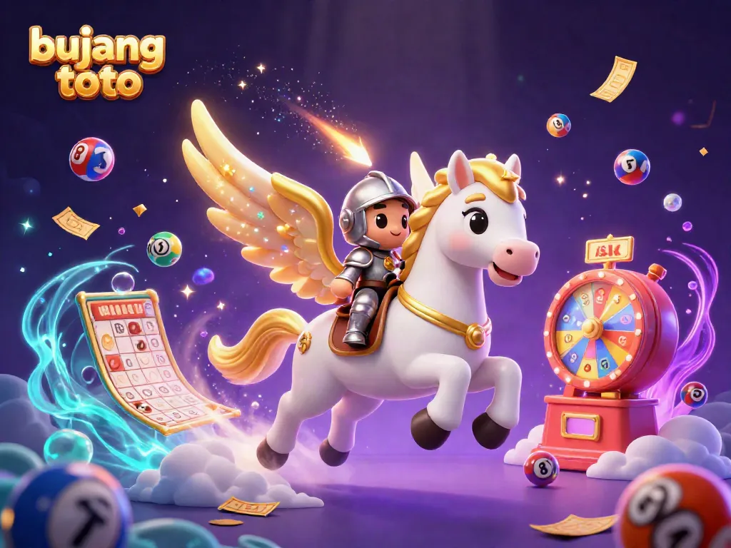 Engage with the thrilling world of Bujang Toto, illustrated with vibrant lottery elements and dynamic characters.