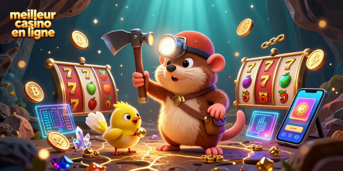 Illustration captivante de jeu au meilleur casino en ligne, avec un personnage principal à la recherche de trésors.