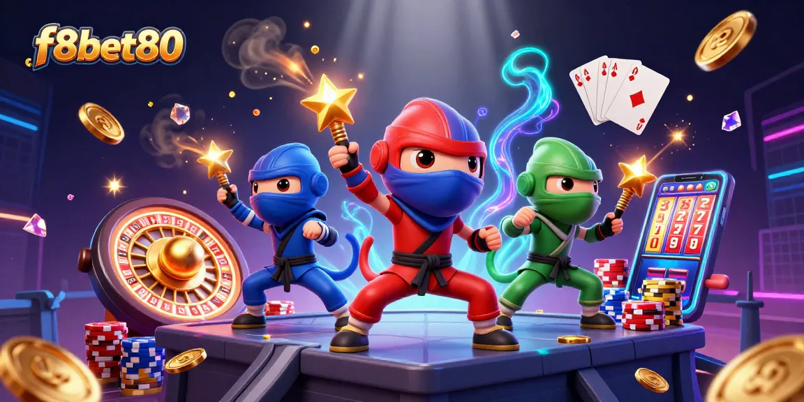 Experience thrilling action at f8bet80 with colorful chameleons in a vibrant casino setting, showcasing synchronized poses.