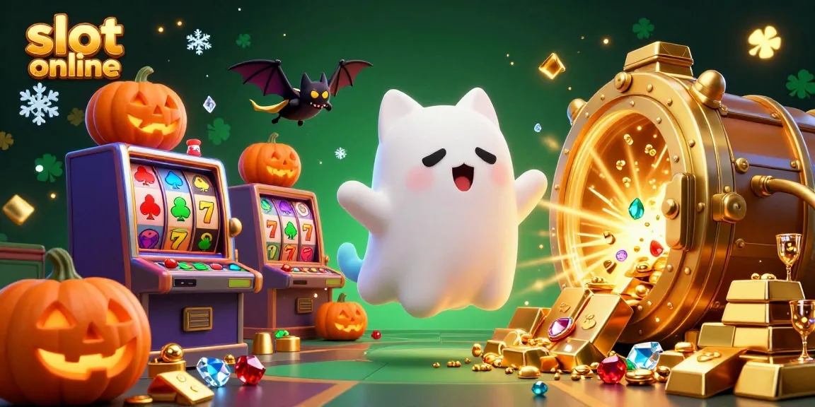 Spin the reels at slot online with a ghost cat and a bat in a vibrant casino full of jackpots.