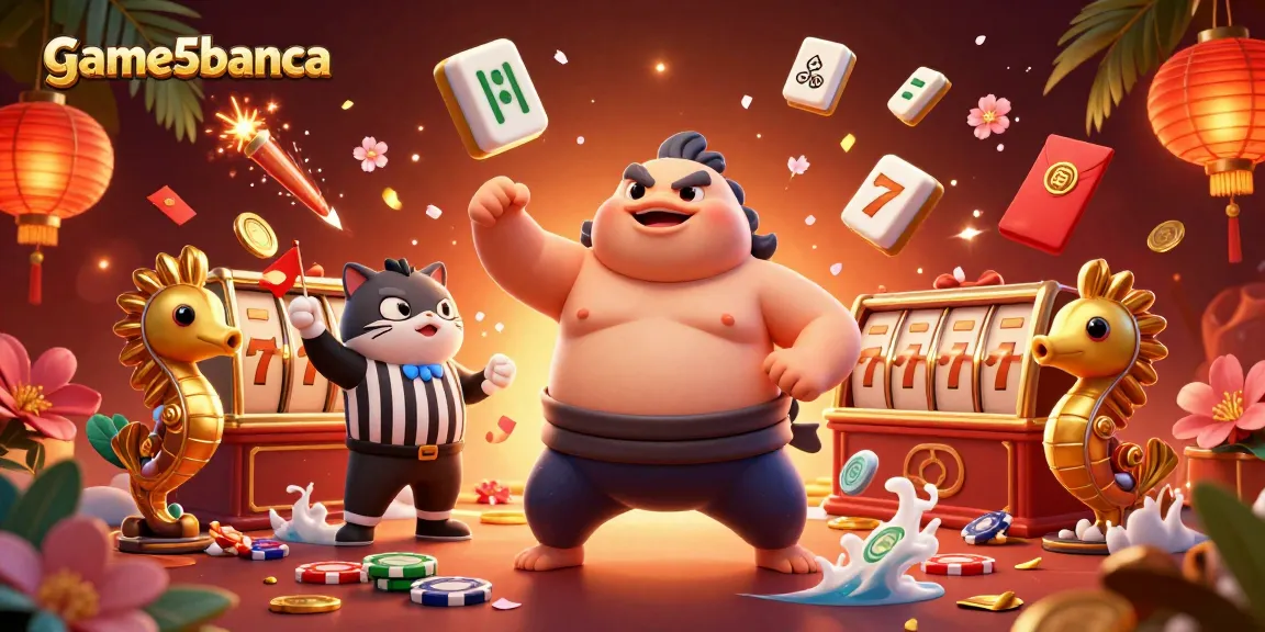 Immerse yourself in game5banca as colorful characters celebrate with warm light and luck-inspired details.