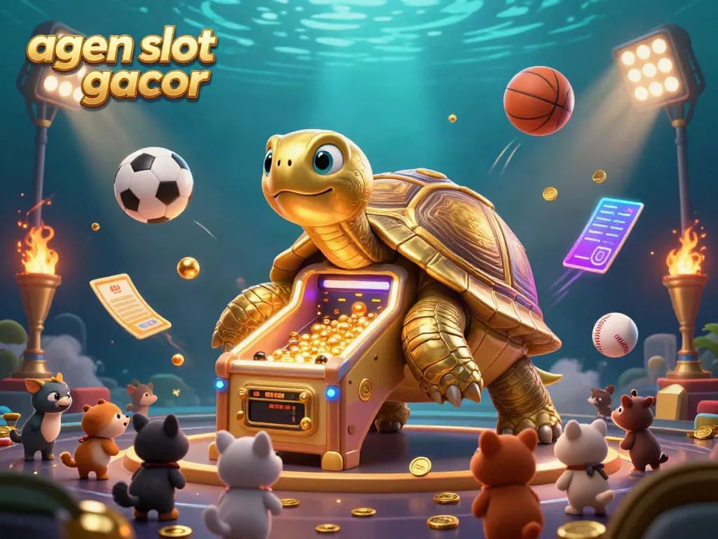 Engage with agen slot gacor by participating in a vibrant casino-themed illustration showcasing dynamic gaming elements.